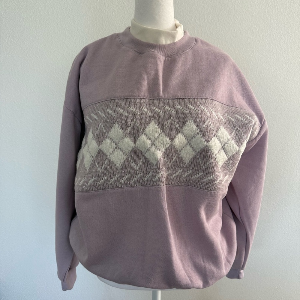 1980’s Vintage Lavender Argyle Grannycore Sweatshirt - New Condition